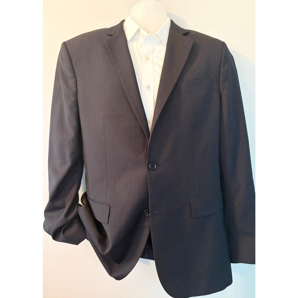 Banana Republic Blazer Jacket Mens 42R Navy Blue Micro-stripe Wool Sportcoat